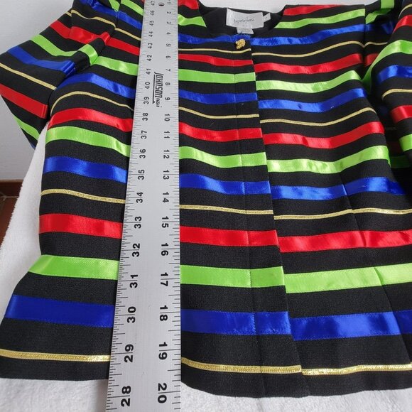 Jacqueline Ferrar Women's Striped Pattern Button Front Crop Jacket Multicolor 8 - Picture 8 of 8